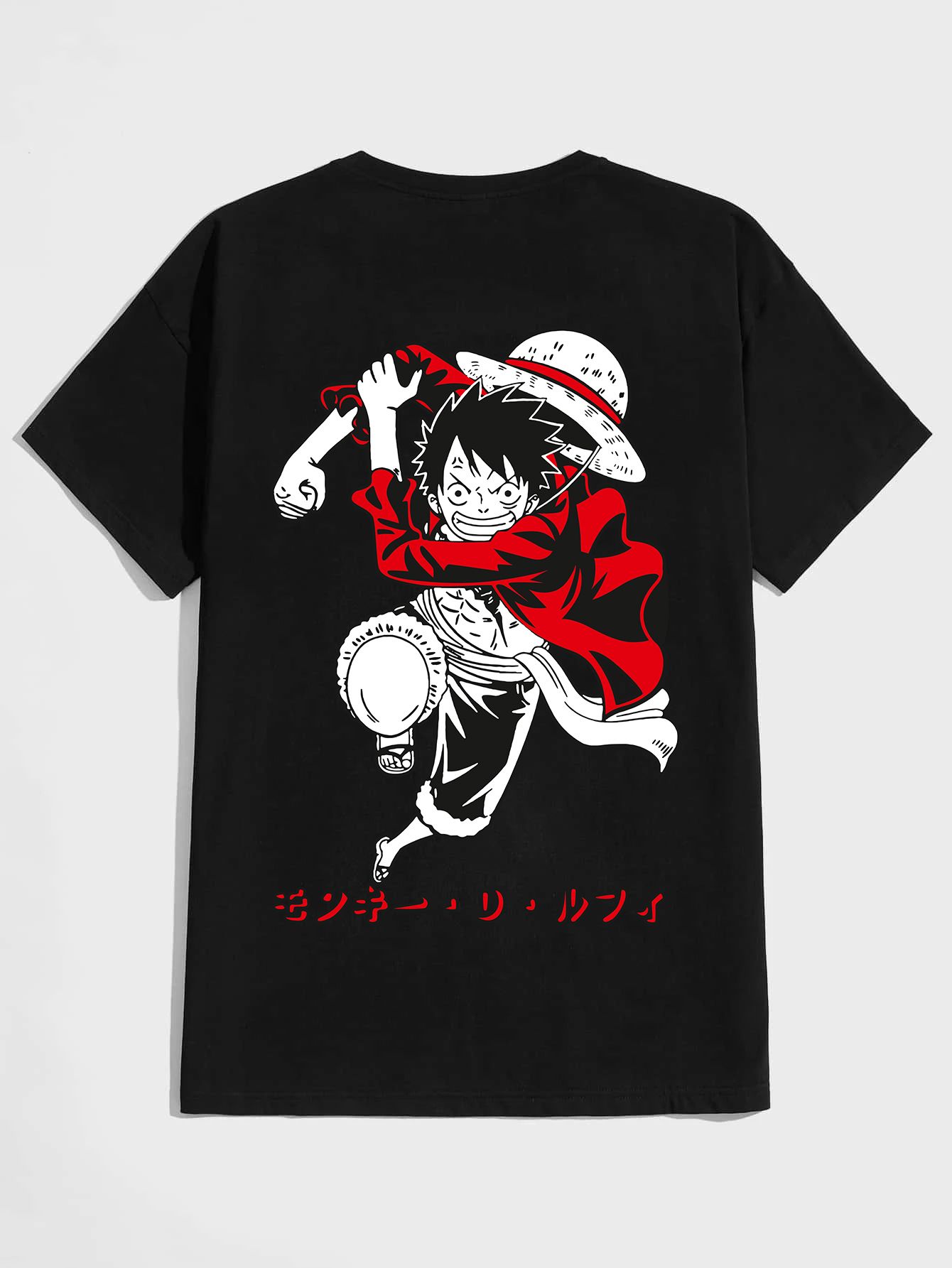 SCOTT FINCHER Men's One Piece Anime T-Shirt Luffy Graphic Tee Shirt Cotton Short Sleeve Tops : AA(HSR)BLACK_134