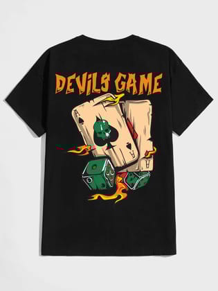 SCOTT FINCHER Men's Graphic T-Shirt Featuring an Edgy Devil's Game Design with Flaming Dice and Playing Cards, Perfect for Poker Nights and Casual Wear : AA(HSR)BLACK_139