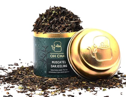 Oh Cha Muscatel Darjeeling Tea|Premium Single Estate 100% Whole Leaf Black Tea|Seductively Sweet Muscatel Flavor|Pure Unblended Darjeeling Long Leaf Tea| Caddy - Loose Leaves, 35 gm