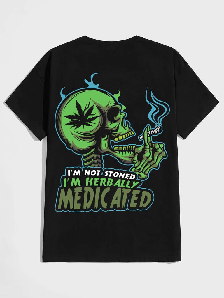 SVCOTT FINCHER Men's I'm Not Stoned I'm Herbally Medicated T-Shirt : AA(HSR)BLACK_144