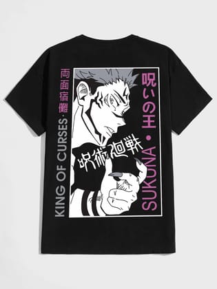 SVCOTT FINCHER Men's Anime graphic Printed Half Sleeve Tshirt : AA(HSR)BLACK_145