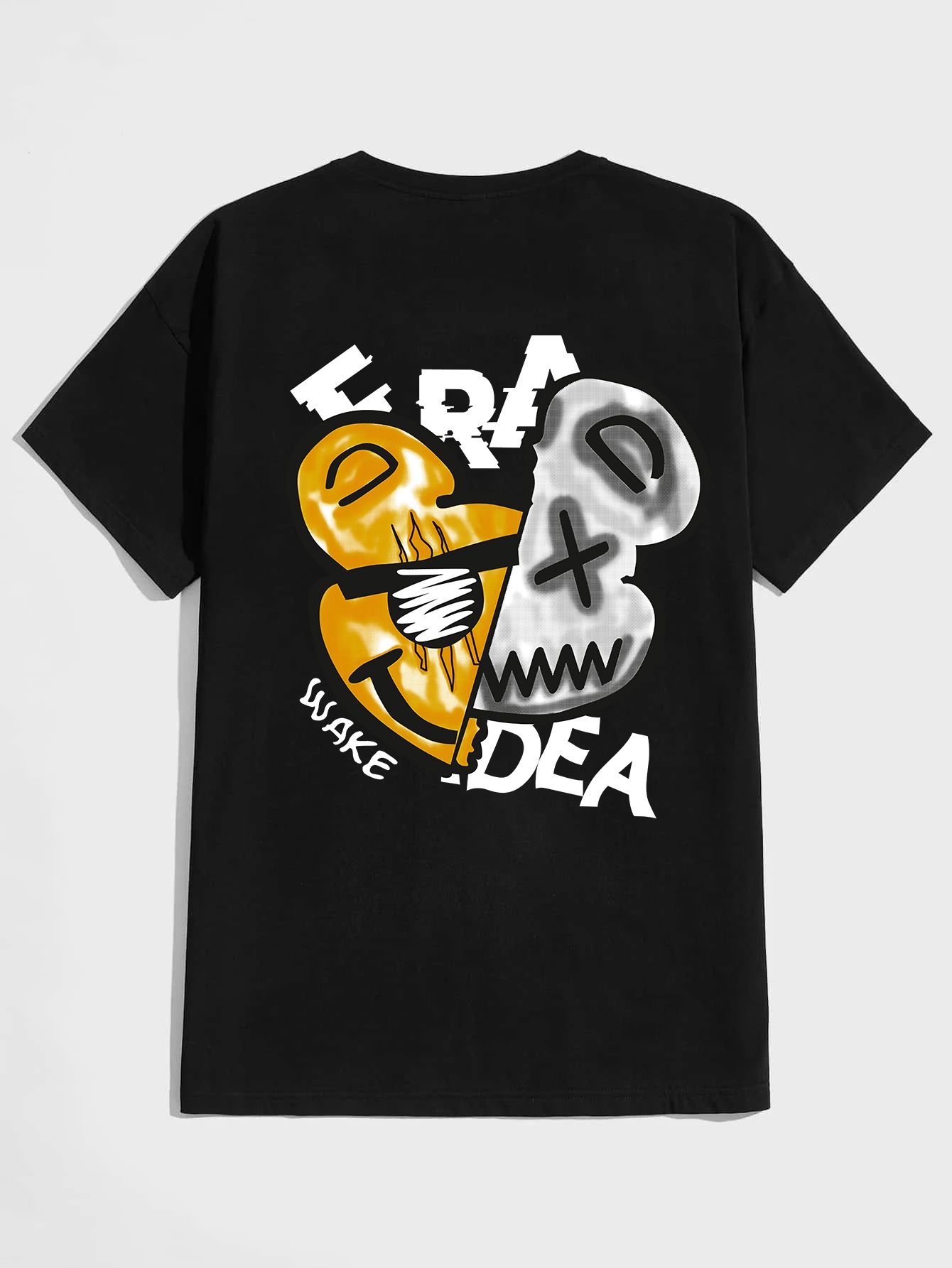 SCOTT FINCHER Men's Black T-Shirt with Surreal Graphic Design of a Bear and Skull : AA(HSR)BLACK_149