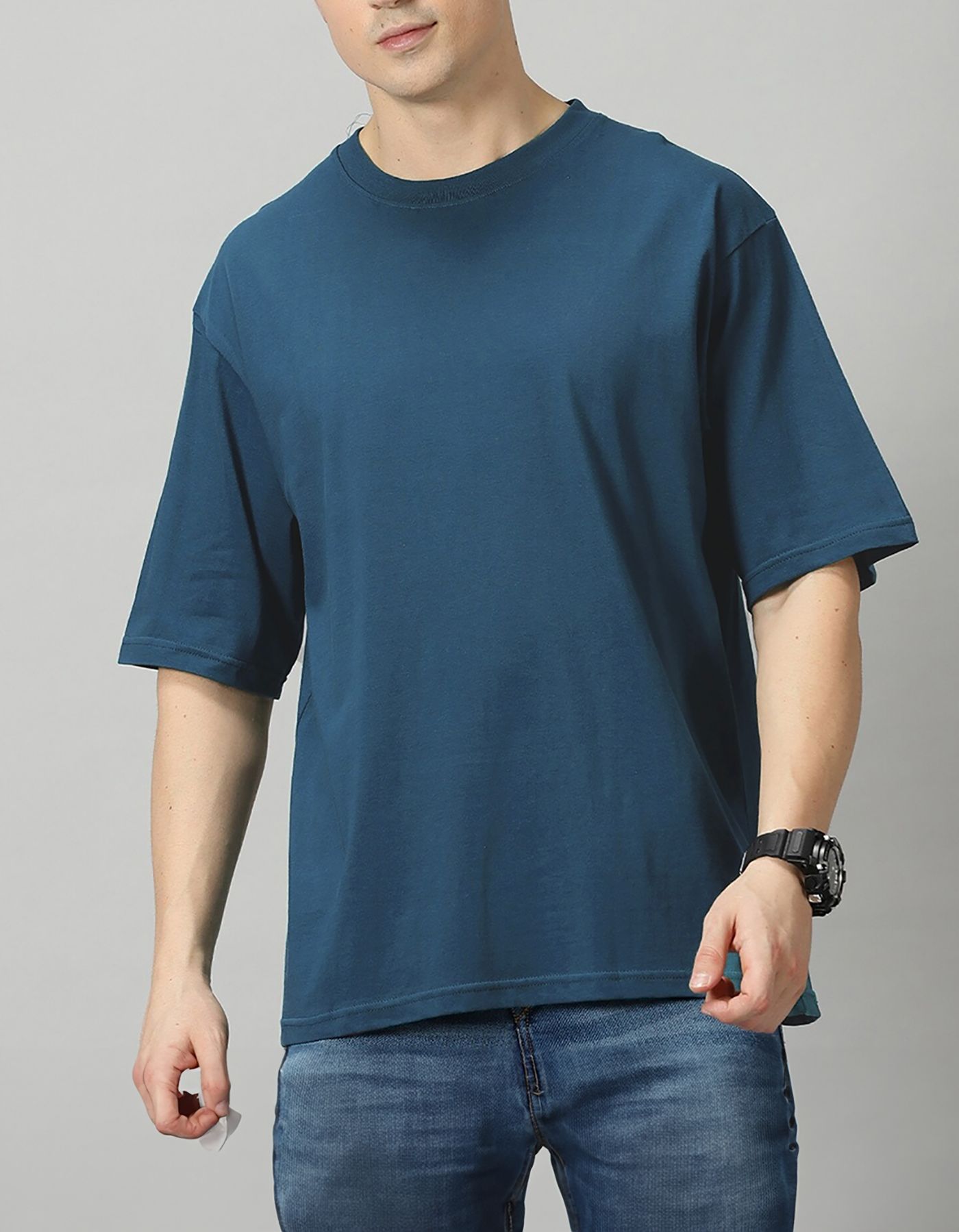 SCOTT FINCHER Men's T-Shirt, Solid Color Short Sleeve Casual Loose Fit Tee Shirt Tops : AA(PARN)TBLUE