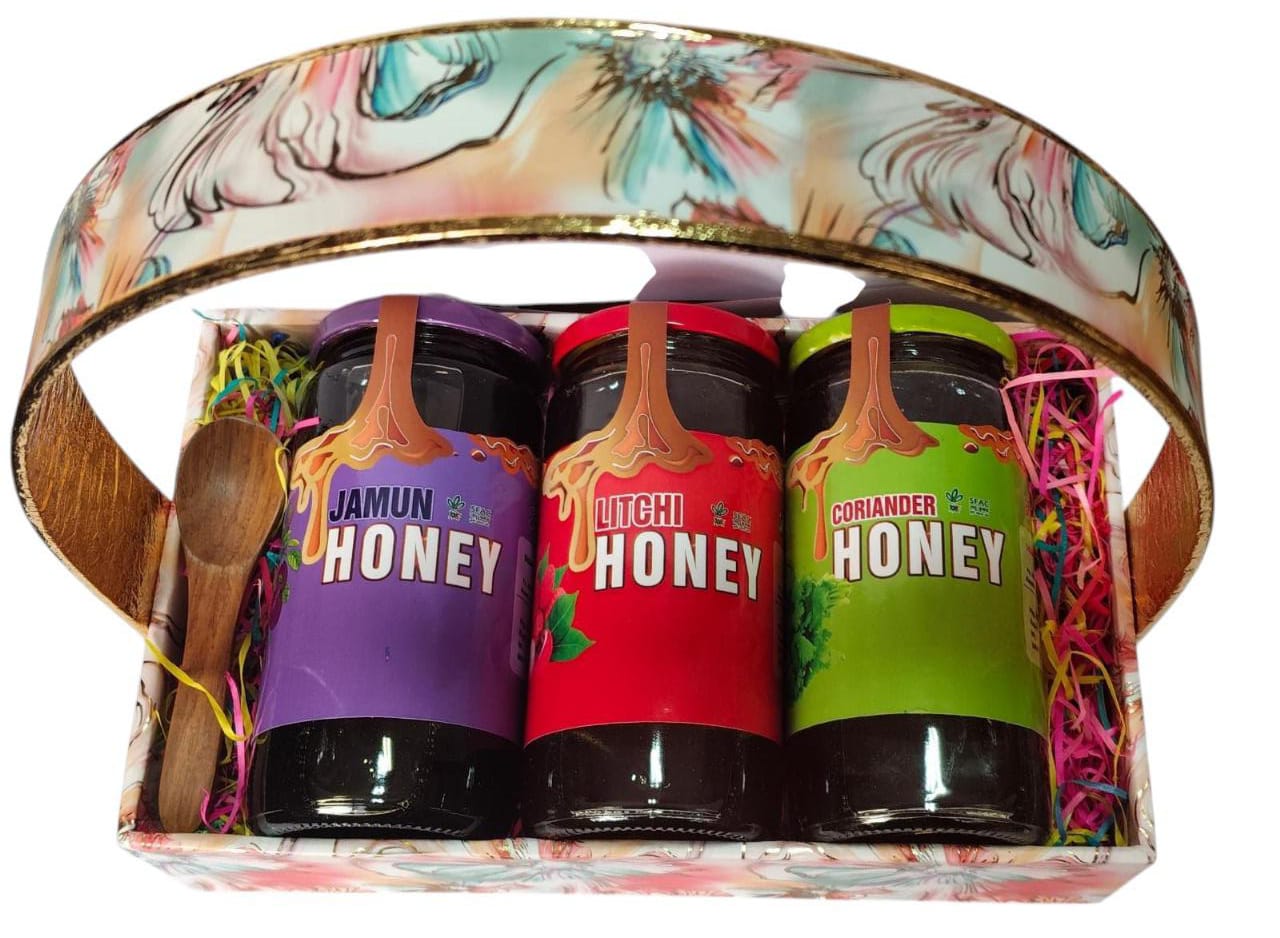 Buy Honey Online - Jamun, Litchi & Coriander Flavored Honey in a Gift Basket