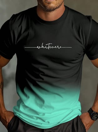 SCOTT FINCHER Men's Gradient Color Sublimation Print Short Sleeve T-Shirt Summer Casual Crew Neck Tee Shirt Tops : AA(SUB)BLACK_239