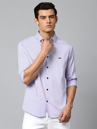 Formal Shirt for Men's Lavender – Full Sleeve | Heavy Satin Lycra | Slim Fit Office & Party Wear Shirt