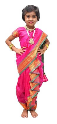Mom And Me Belgaon Silk Nauwari Saree (2-3 Years) | Soft Silk Finish | Ethnic Party