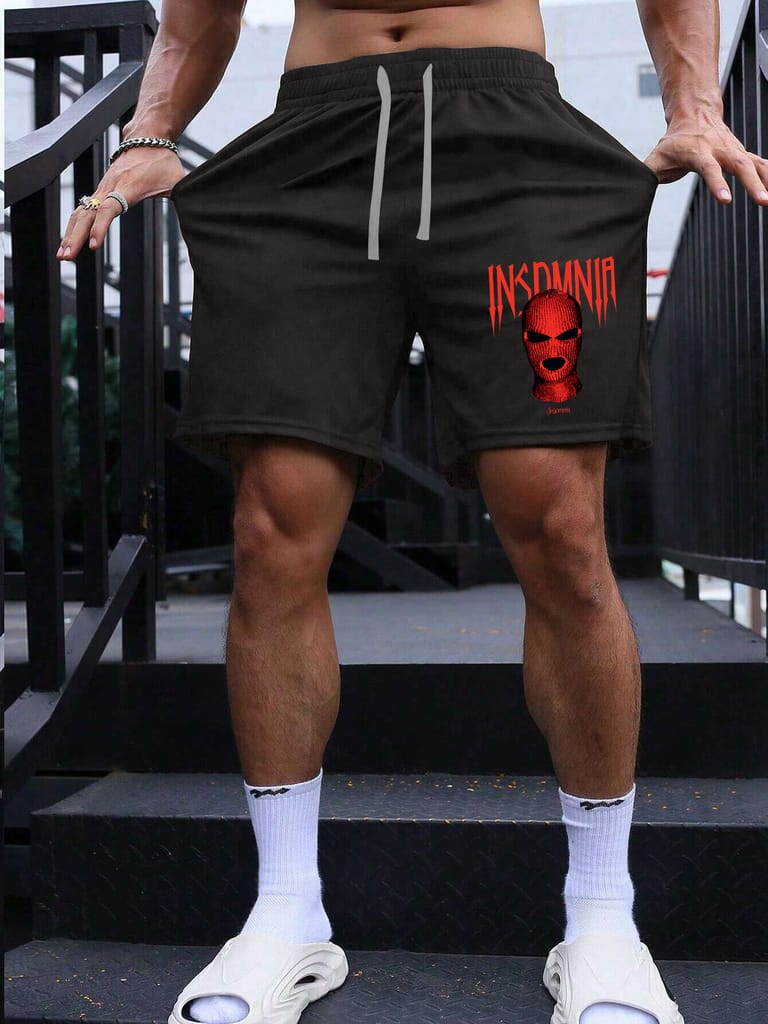 SCOTT FINCHER Men's Graphic Shorts with Drawstring Waistband : AA(SRT)BLACK_278 - Shorts | Buy online on ZillyBuy