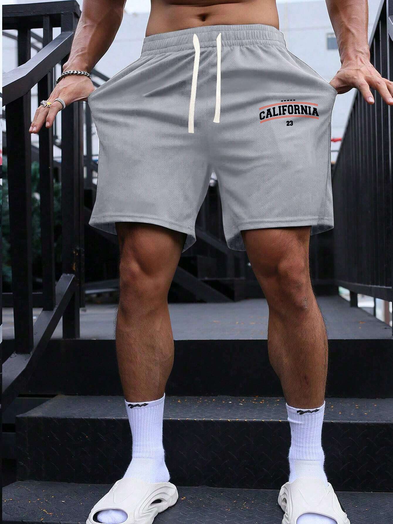 SCOTT FINCHER Men's Casual Shorts, Summer Beach Shorts, Quick Dry Sports Shorts, with Pockets, Drawstring Waist, for Workout, Running, Gym, Fitness, Bodybuilding : AA(SRT)GREY_293