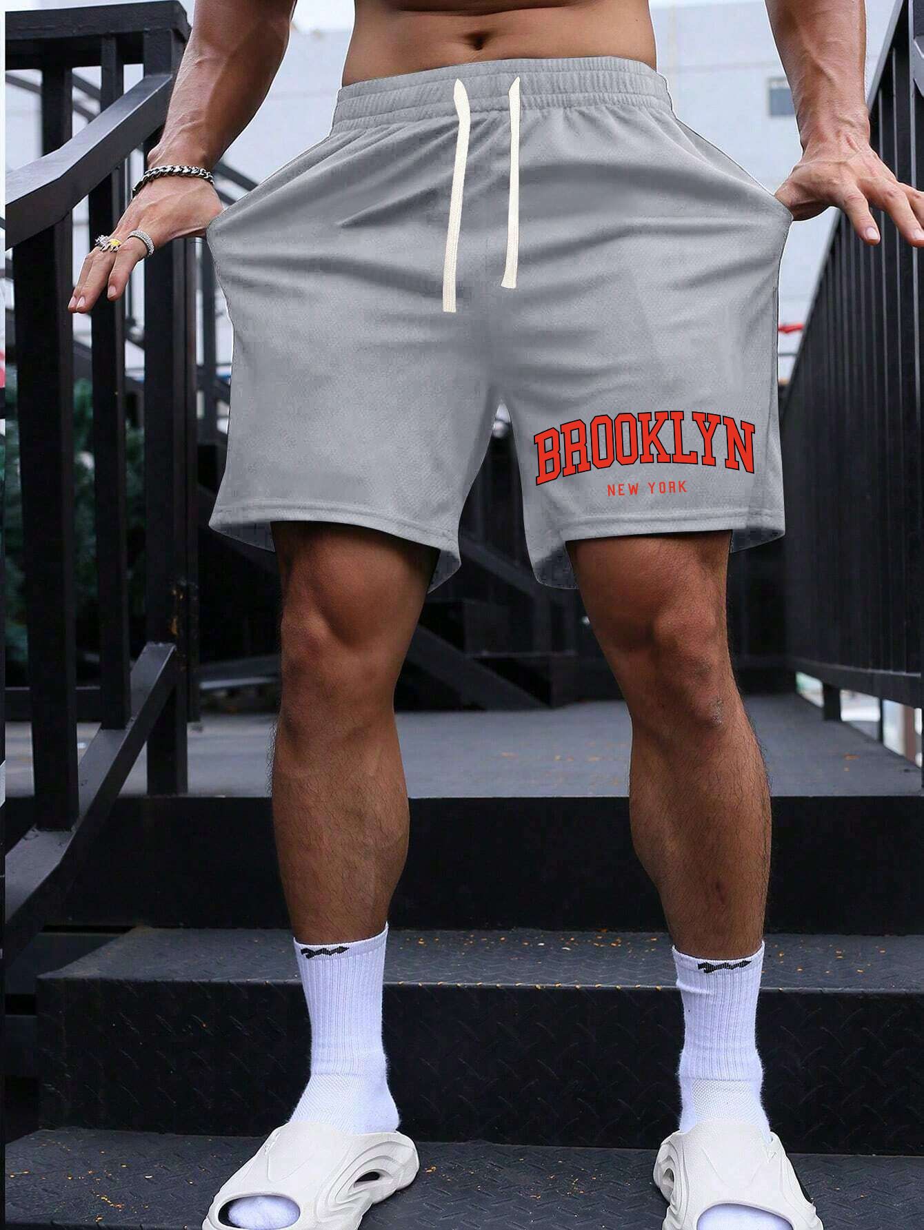 SCOTT FINCHER Men's Casual Shorts, Summer Beach Shorts, Quick Dry Sports Shorts, with Pocket : AA(SRT)GREY_296