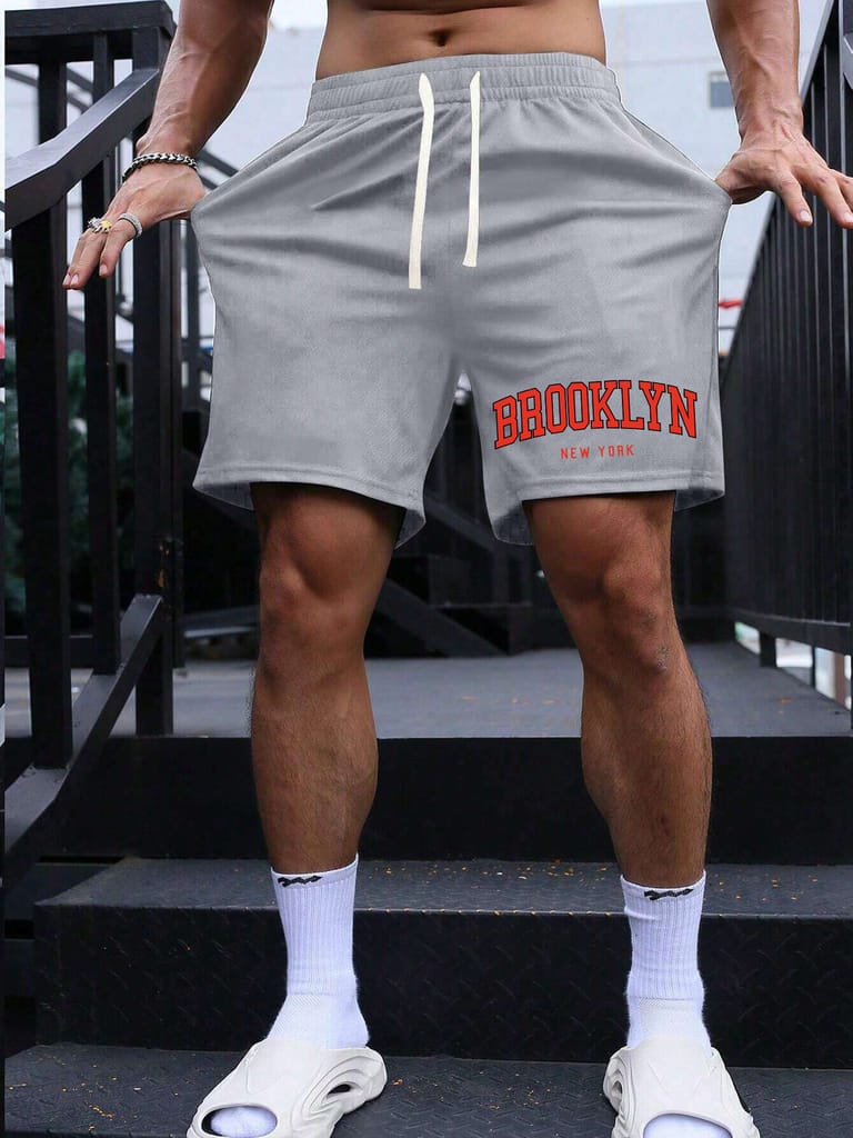 SCOTT FINCHER Men's Casual Shorts, Summer Beach Shorts, Quick Dry Sports Shorts, with Pocket : AA(SRT)GREY_296