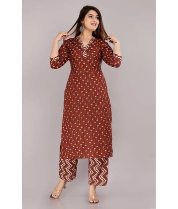 EXPORTHOUSE - Maroon Straight Cotton Women's Stitched Salwar Suit ( Pack of 1 )