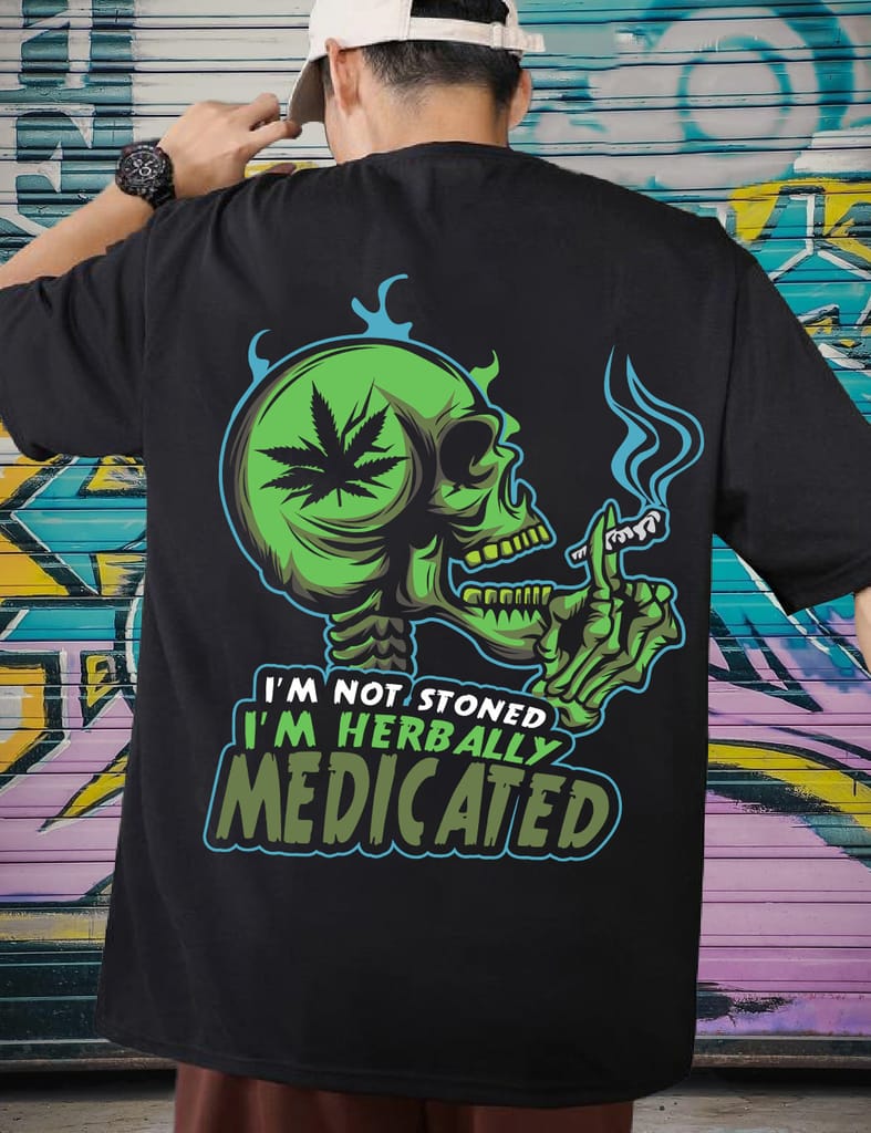 SCOTT FINCHER Men's I'm Not Stoned I'm Herbally Medicated T-Shirt : AA(ARN)BLACK_144
