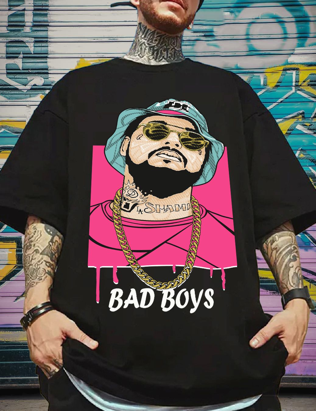 SCOTT FINCHER Men's Summer Short Sleeve T-Shirt, Bad Boys Printed T-Shirt, Hip Hop Streetwear T-Shirt, Casual Loose T-Shirt : AA(ARN)BLACK_150