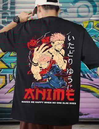 SCOTT FINCHER Men's Black anime t-shirt featuring characters from Jujutsu Kaisen : AA(ARN)BLACK_157