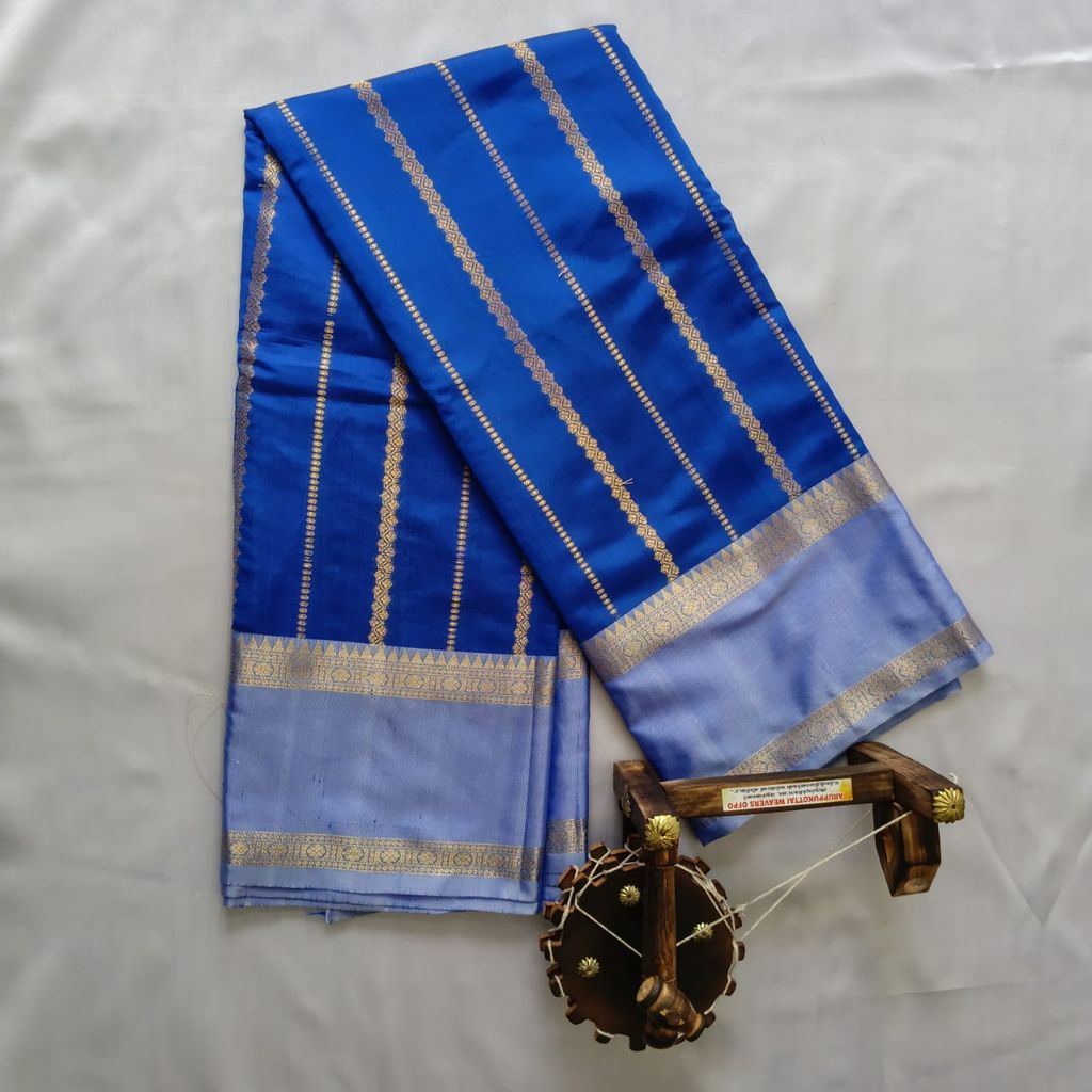 Soft Silk Saree with Blouse - Blue colors