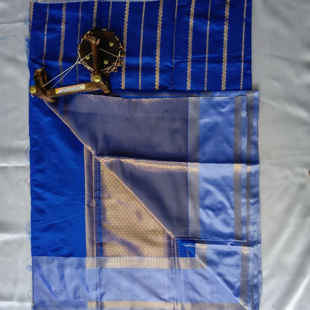 Soft Silk Saree with Blouse - Blue colors