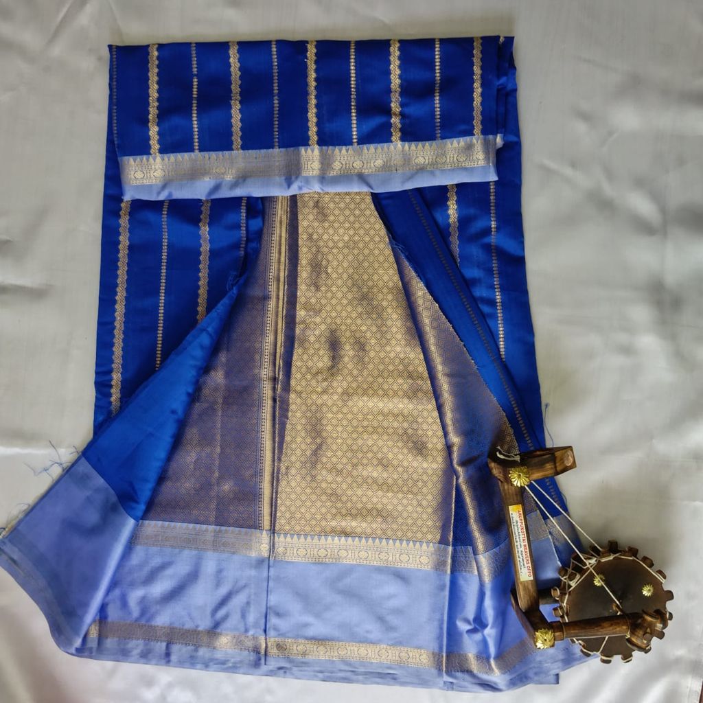 Soft Silk Saree with Blouse - Blue colors
