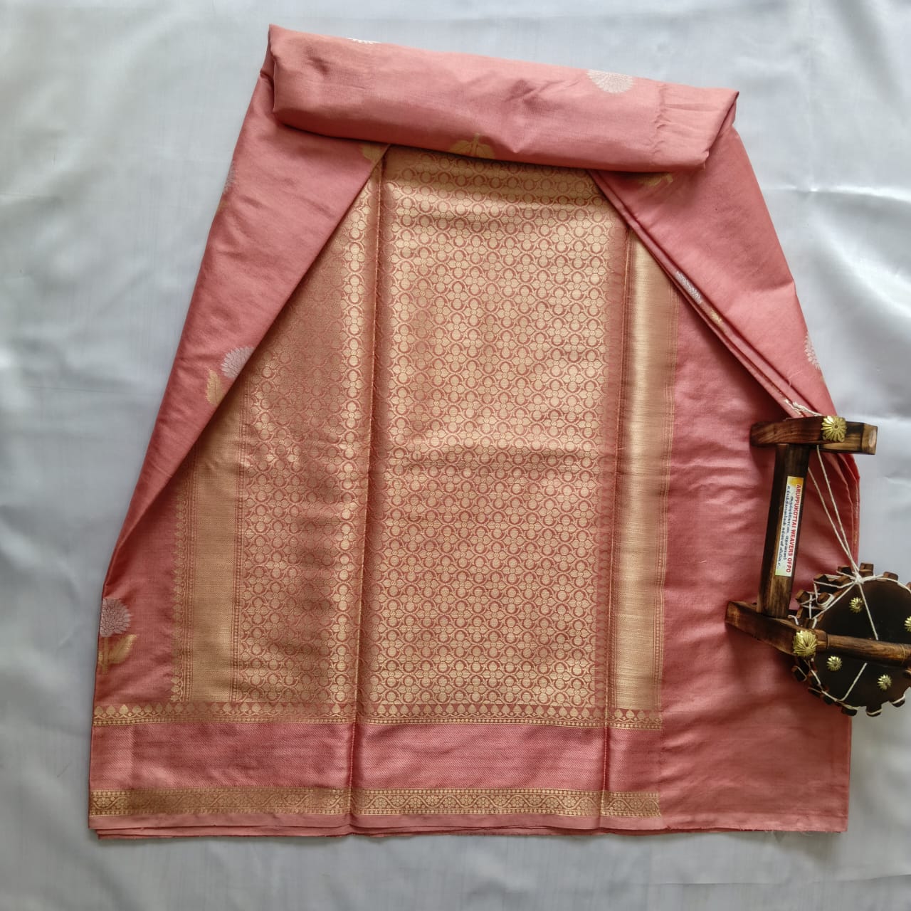 Soft Silk Saree with Blouse - Peach Colors