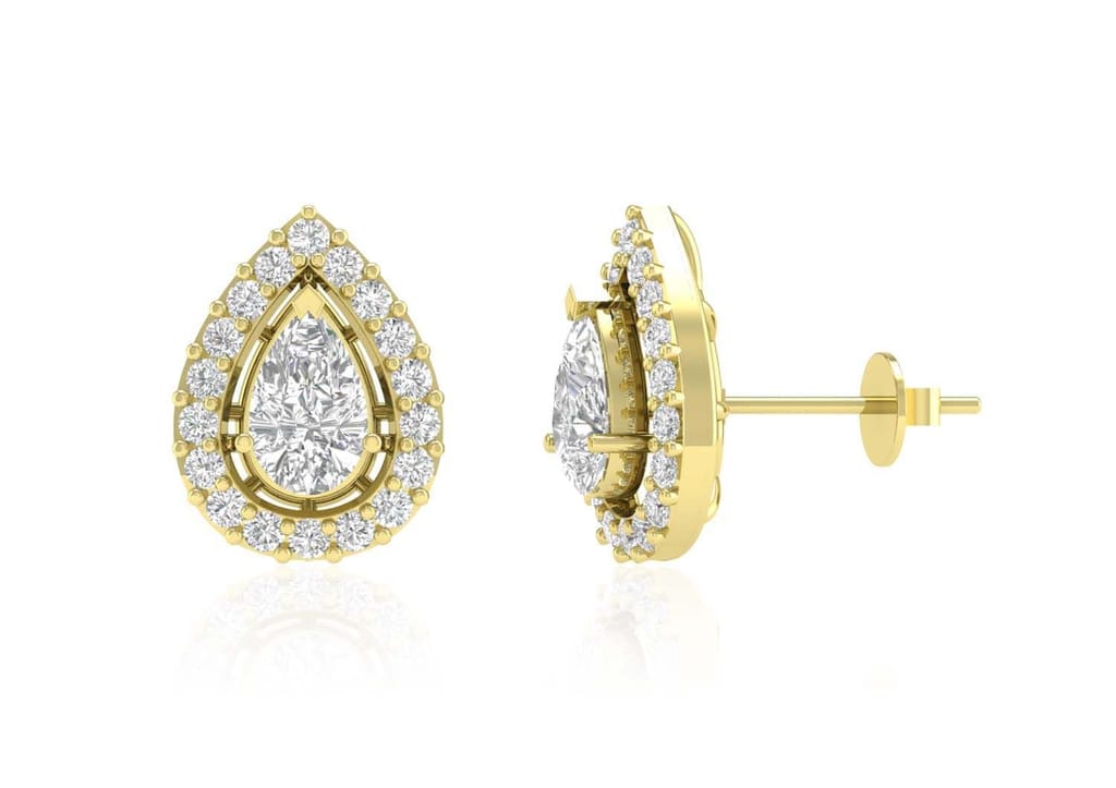 Teardrop Halo Solitaire Studs
