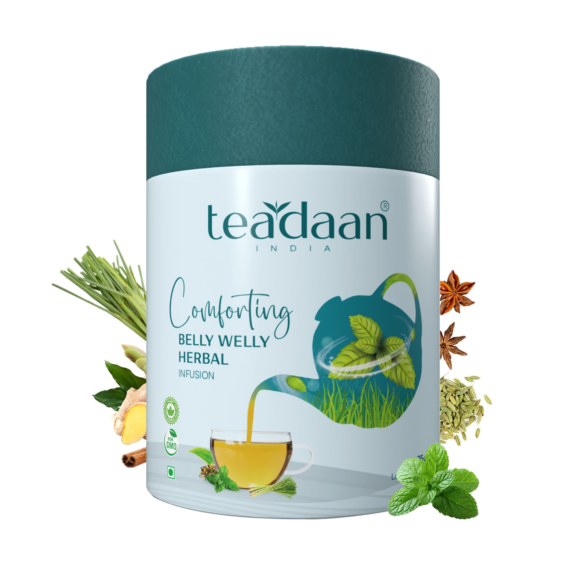 Belly Welly Herbal Infusion - 75gm Loose Leaf Slimming Tea (36 Cups) - Supports Digestive Health & a Slimmer Belly | Caffeine-Free Herbal Blend