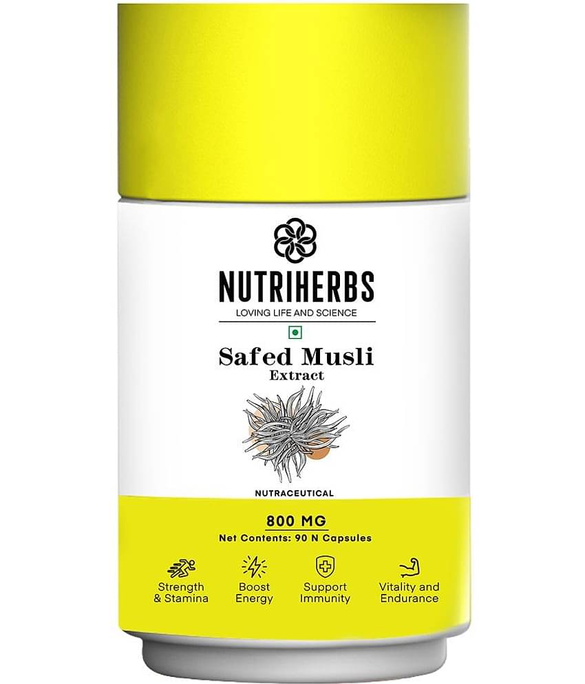 Nutriherbs Safed Musli Capsules 800 mg - 90 Capsule| Provides Energy & Boosts Immunity | Enhances Sports Performance