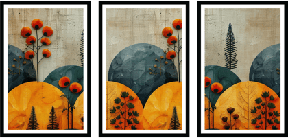 SET OF 3 ABSTRACT FLORAL PRINTS 48in X 24in WITH BLACK FRAME SET OF 3 ABSTRACT FLORAL PRINTS 48in X 24in WITH BLACK FRAME
