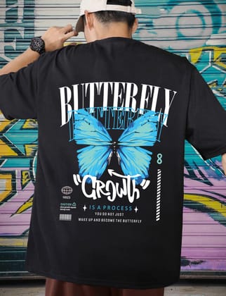 SCOTT FINCHER Men's Black Butterfly Graphic T-Shirt : AA(ARN)BLACK_218