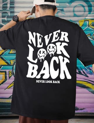 SCOTT FINCHER Men's Streetwear T-Shirt with "Never Look Back" Graphic Design : AA(ARN)BLACK_230