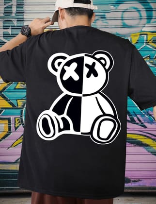 SCOTT FINCHER Men's Streetwear Hip Hop T-Shirt with Panda Graphic Design : AA(ARN)BLACK_232