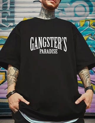 SCOTT FINCHER Men's Gangster's Paradise Oversized T-Shirt : AA(ARN)BLACK_267