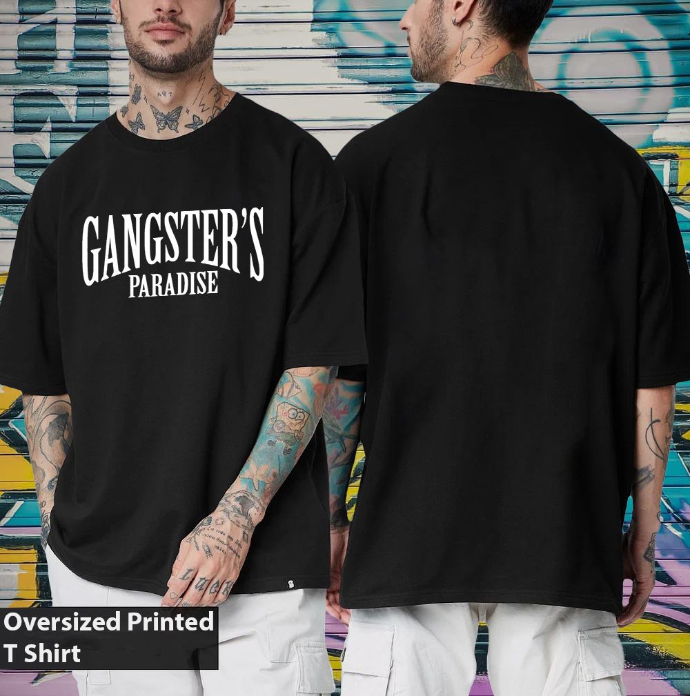 Sophisticated Men SCOTT FINCHER Men's Gangster's Paradise Oversized T-Shirt : AA(ARN)BLACK_267 2