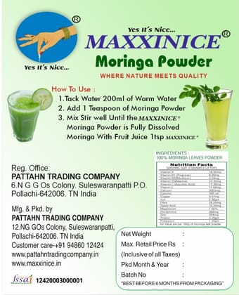  Moringa Powder - 100% Natural, Supports Immune System, Boosts Immunity, Supports Heart Health, Aids Weight Loss, Maintains Sugar Levels
