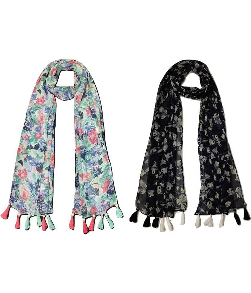 stolevilla Multi Printed Poly Cotton Yarn Stoles ( Pack of 2 )