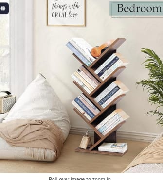 Book Shelf for Home - 7 Tier Tree Shaped Book Rack for Study Room DIY Wooden Book Stand
