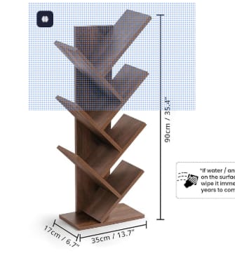Book Shelf for Home - 7 Tier Tree Shaped Book Rack for Study Room DIY Wooden Book Stand