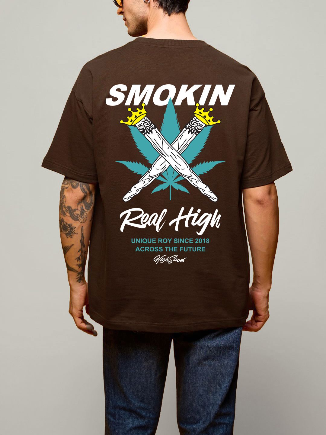 SCOTT FINCHER Men's "Smokin' Real High" T-Shirt in Brown : AA(ARN)BROWN_29