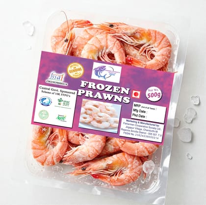 Jogapur Fcs Frozen Prawns - 500g - High Quality - FSSAI Approved