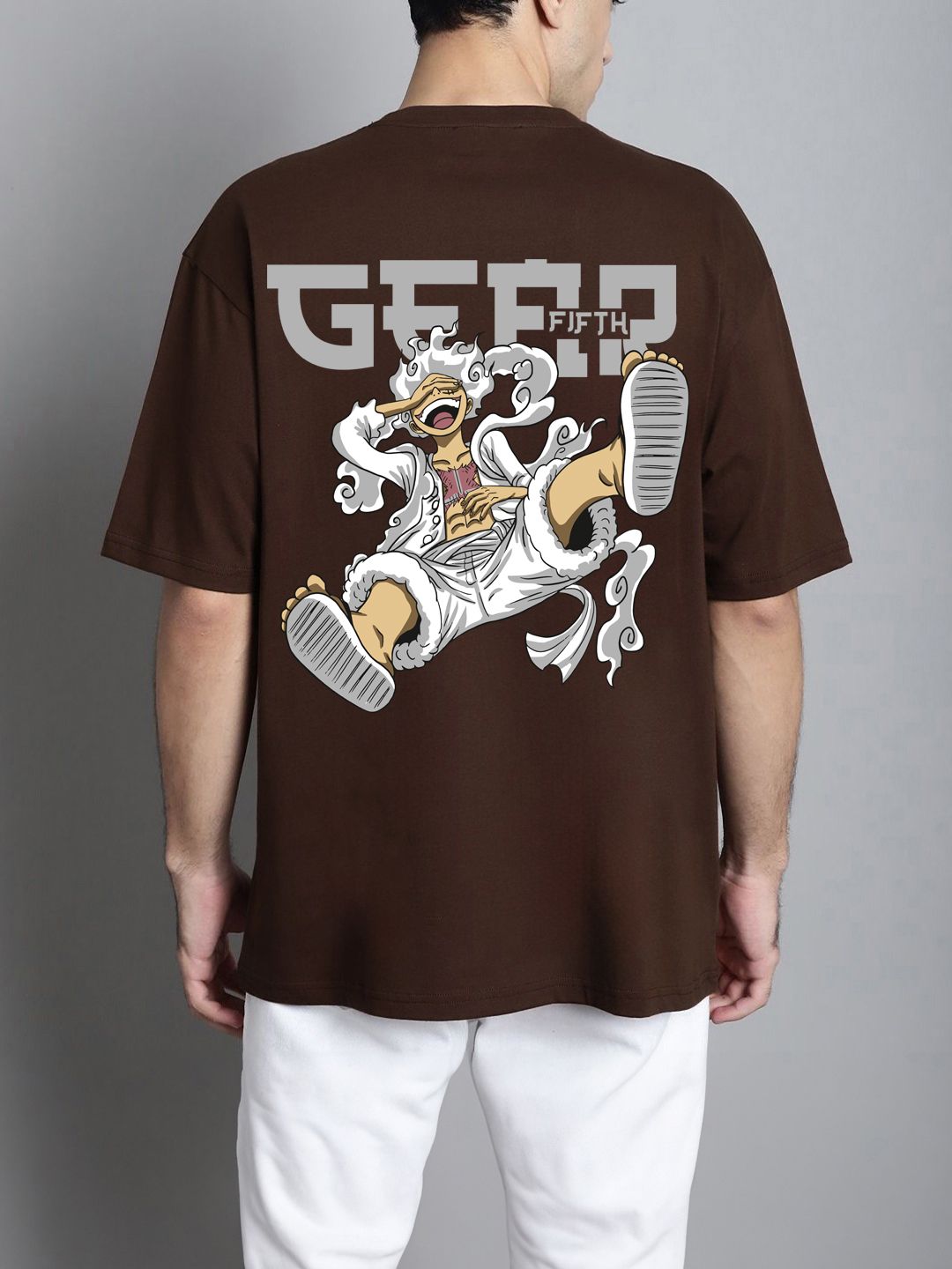 SCOTT FINCHER Men's One Piece Anime T-Shirt | Luffy Straw Hat Graphic Tee | Brown Cotton Short Sleeve Shirt : AA(ARN)BROWN_133