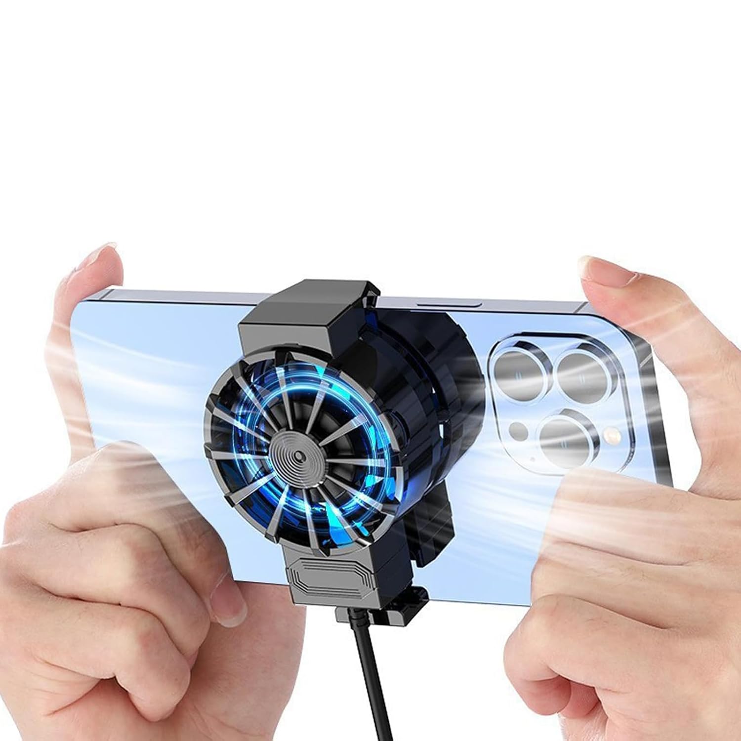  Mobile Phone Radiator, Portable Phone Cooler with 7-Blades Cooling Fan, Semiconductor Cooling, Ultra-Quiet, Plug and Play, Suitable for All Smartphones