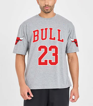 Men's Gray T-Shirt with Chicago Bulls Logo Graphic Printed T-shirt : AA(ARN)GREY_79 Men's Gray T-Shirt with Chicago Bulls Logo Graphic Printed T-shirt : AA(ARN)GREY_79