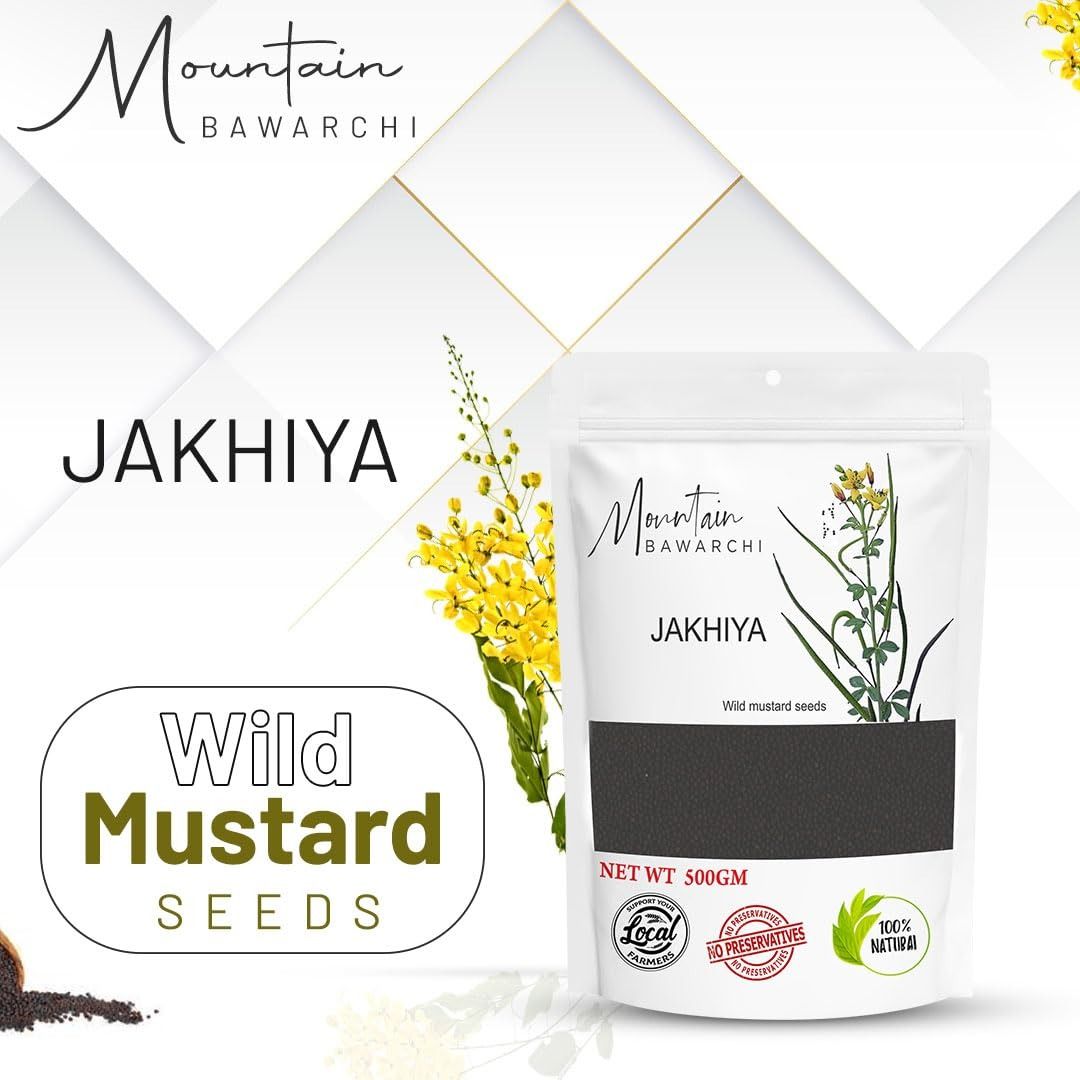 Mountain Bawarchi Jakhiya - 2 Kg | Black Jakhiya Seeds | Wild Mustard Seed | Rai Seeds | 500g, Pack of 4