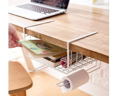 12 Inch Multifunctional Storage Basket Kitchen Storage Rack Under Cabinet Storage Shelf Basket Wire Rack Organizer Storage White Versatile Durable Space Saving Convenient Pack of 1