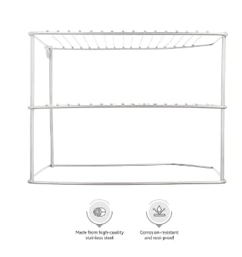 Three-Tier Corner Floor Mount Storage Rack, Stainless Steel, (25 Cm X 25 Cm X 19 Cm, Corner Shelf)