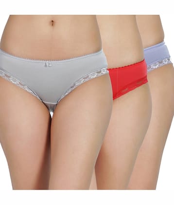 Ladyland Pack of 3 Cotton Lycra Hipster For Women ( Multicolor )