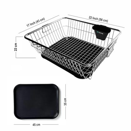 Stainless Steel Dish Drainer Kitchen Rack with Drainer Tray Kitchen Utensils Drying Basket Dish Rack for Kitchen