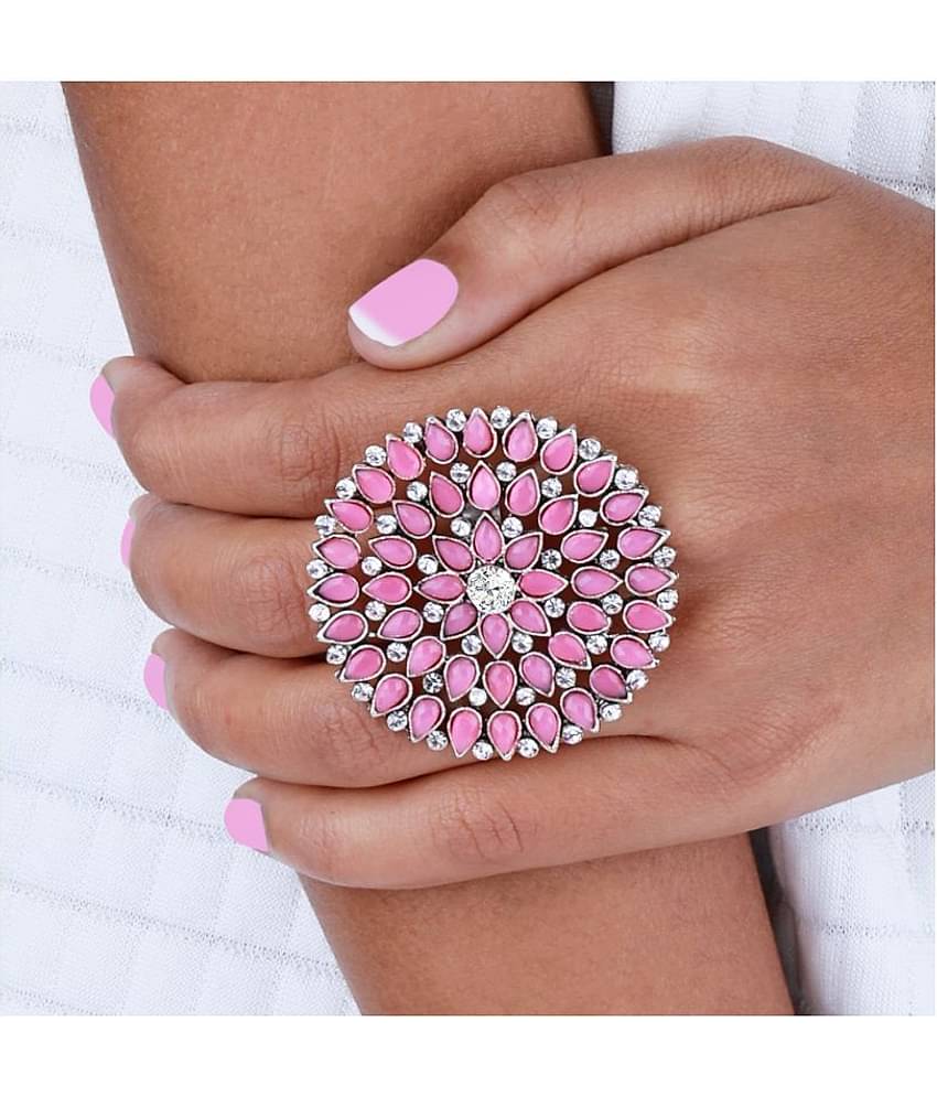 Fancy  Look Silver Tone Adjustable Finger Ring For Women And Girl
