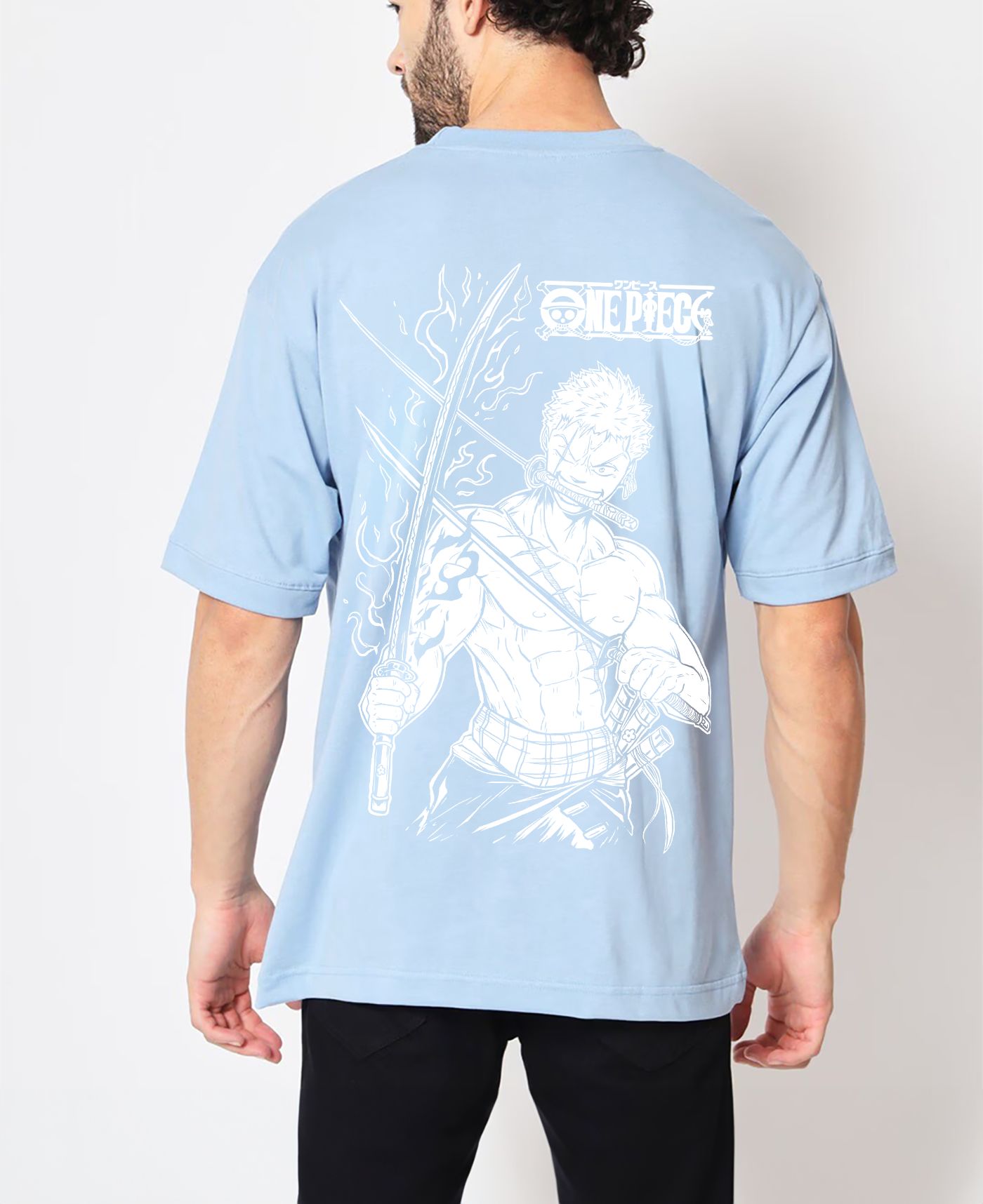 SCOTT FINCHER Men's One Piece Roronoa Zoro Wanted T-Shirt : AA(ARN)LBLUE_137