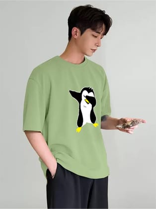 SCOTT FINCHER Men's Casual Dabbing Penguin T-Shirt, Short Sleeve Crew Neck Summer Tee Shirt, Funny Graphic Tshirt Tops : AA(ARN)LGREEN_84