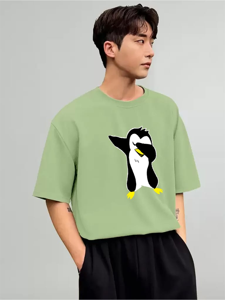 SCOTT FINCHER Men's Casual Dabbing Penguin T-Shirt, Short Sleeve Crew Neck Summer Tee Shirt, Funny Graphic Tshirt Tops : AA(ARN)LGREEN_84